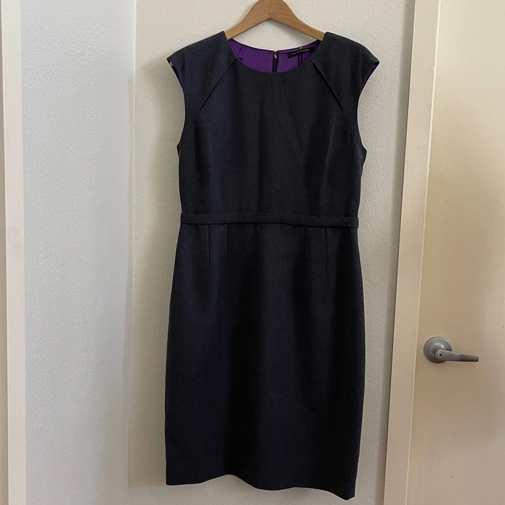 Elie Tahari Jamie Wool Sheath Dress Gray Size 14 Career Work Office NEW